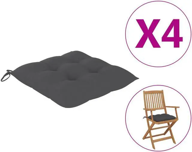Alt view image 4 of 13 - vidaXL Chair Cushions 4 pcs Anthracite 15.7"x15.7"x2.8" Fabric