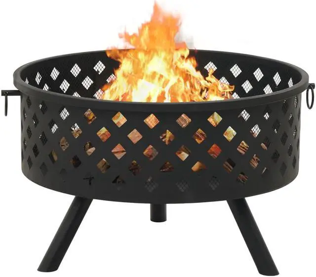 Alt view image 4 of 13 - vidaXL Fire Pit Outdoor Fireplace for Camping Firebowl with Poker XXL Steel