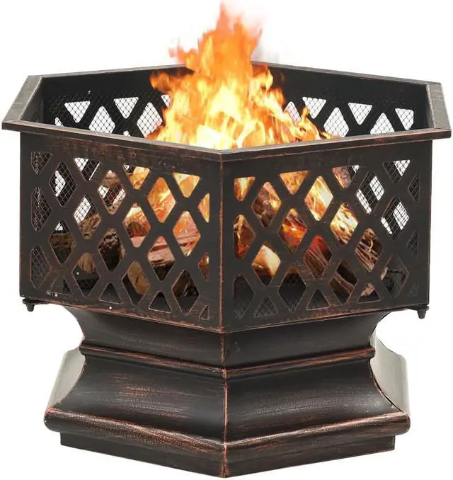 Alt view image 4 of 13 - vidaXL Fire Pit Outdoor Fireplace for Camping Firebowl with Poker XXL Steel
