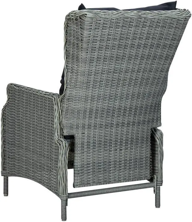 Alt view image 5 of 7 - vidaXL Patio Dining Set 7 Piece Chair with Cushions Poly Rattan Light Gray