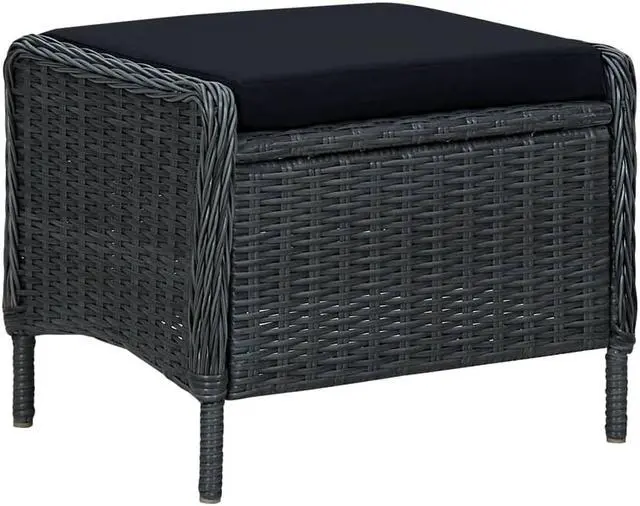 Alt view image 4 of 7 - vidaXL Outdoor Recliner Chair Lounge Chair with Footstool Poly Rattan Dark Gray