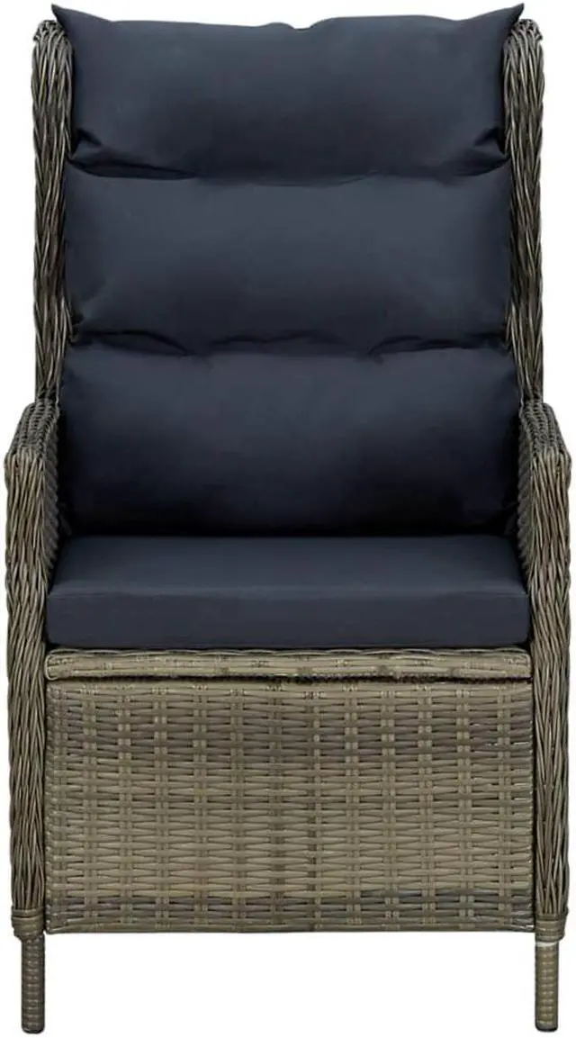 Alt view image 6 of 7 - vidaXL Patio Dining Set 9 Piece Table Chair with Cushions Poly Rattan Brown