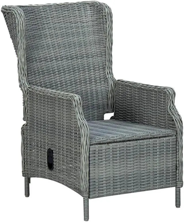 Alt view image 4 of 7 - vidaXL Patio Dining Set 7 Piece Chair with Cushions Poly Rattan Light Gray