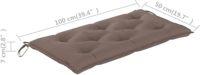 Alt view image 5 of 13 - vidaXL Bench Cushion Outdoor Water Repellent Bench Cushion Taupe Oxford Fabric