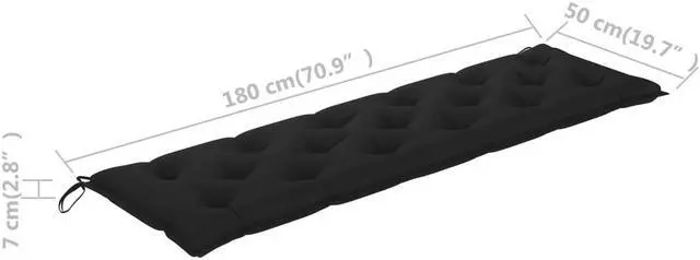 Alt view image 5 of 10 - vidaXL Bench Cushion Outdoor Water Repellent Bench Cushion Black Oxford Fabric