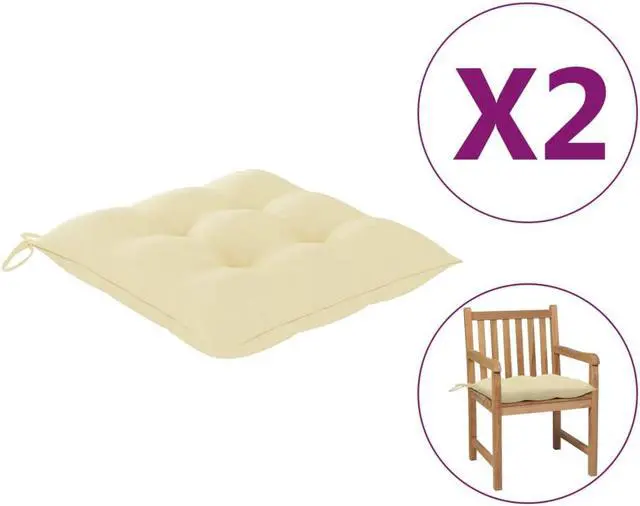 Main image of vidaXL Chair Cushion 2 Pcs Outdoor Patio Seat Cushion Cream White Oxford Fabric