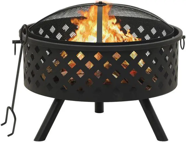Main image of vidaXL Fire Pit Outdoor Fireplace for Camping Firebowl with Poker XXL Steel