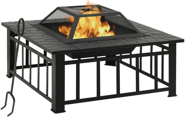 Main image of vidaXL Fire Pit Outdoor Fireplace for Camping Firebowl with Poker XXL Steel