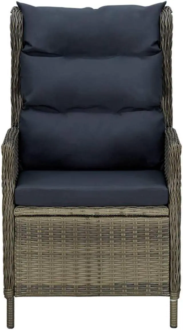 Alt view image 5 of 7 - vidaXL Patio Dining Set 9 Piece Table Chair with Cushions Poly Rattan Brown