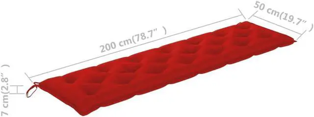 Alt view image 5 of 8 - vidaXL Bench Cushion Outdoor Water Repellent Bench Cushion Pad Red Oxford Fabric