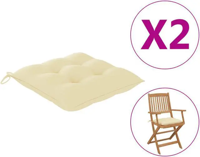 Main image of vidaXL Chair Cushion 2 Pcs Outdoor Patio Seat Cushion Cream White Oxford Fabric
