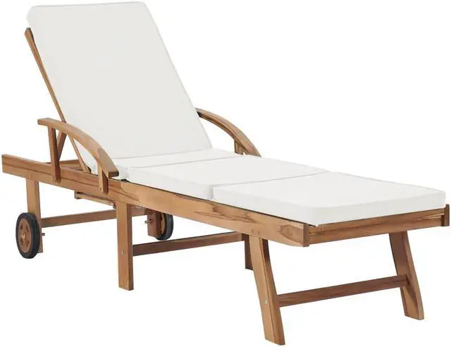 Alt view image 15 of 19 - vidaXL Patio Lounge Chair Sunlounger Deckchair with Cushion Solid Teak Wood