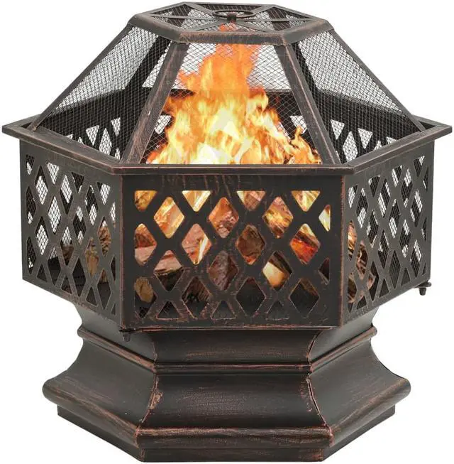Alt view image 2 of 13 - vidaXL Fire Pit Outdoor Fireplace for Camping Firebowl with Poker XXL Steel