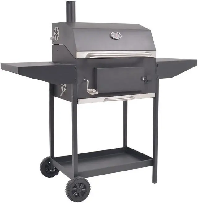 Main image of vidaXL Charcoal Smoker Charcoal Grill Barbecue Grill with Bottom Shelf Black