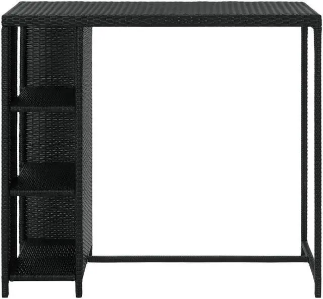 Alt view image 15 of 16 - vidaXL Bar Table with Storage Rack Black Poly Rattan Dining Room Kitchen Table