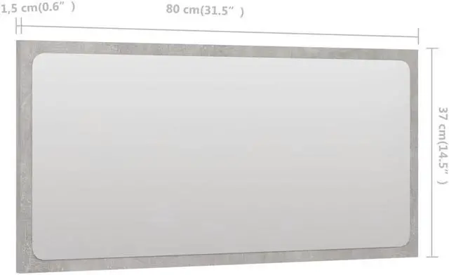 Alt view image 5 of 11 - vidaXL Mirror Wall Mounted Rectangular Bath Mirror Concrete Gray Engineered Wood