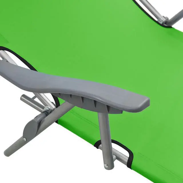 Alt view image 6 of 13 - vidaXL Folding Sun Lounger Sunbed Pool Lounge Chair with Canopy Steel Green