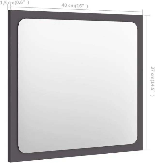 Alt view image 5 of 8 - vidaXL Mirror Vanity Mirror Wall Mounted Bath Mirror Gray Engineered Wood
