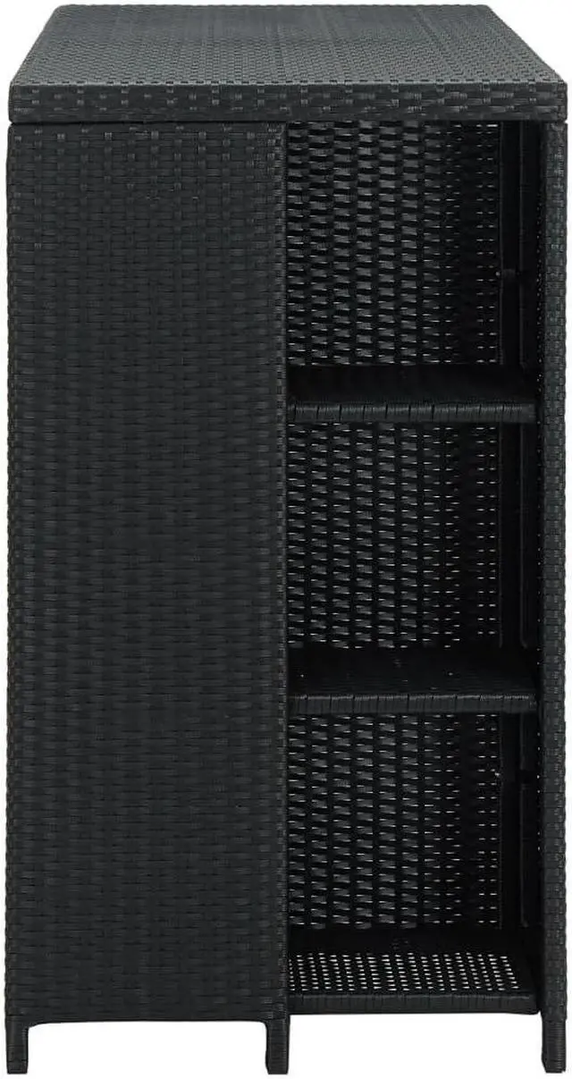 Alt view image 16 of 16 - vidaXL Bar Table with Storage Rack Black Poly Rattan Dining Room Kitchen Table