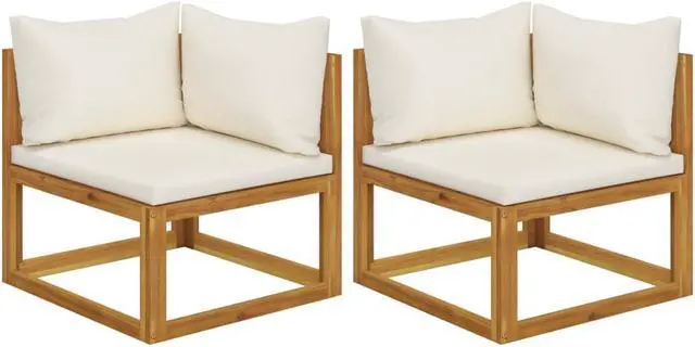 Alt view image 4 of 12 - vidaXL Sectional Corner Sofas 2 pcs with Cushions Cream White