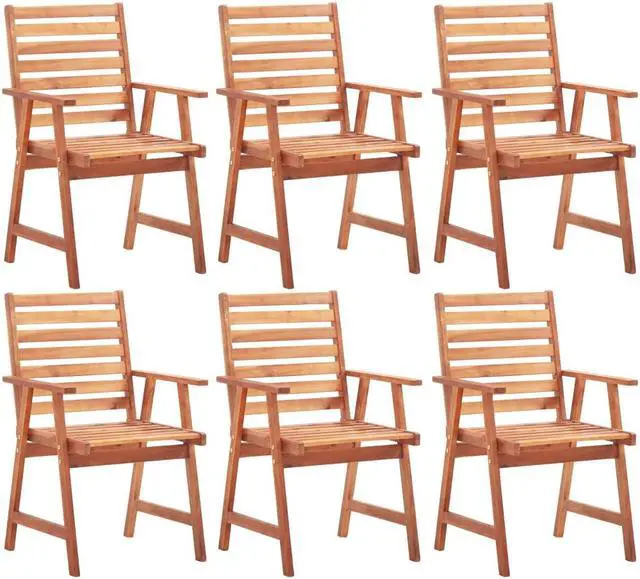 Alt view image 7 of 11 - vidaXL Outdoor Dining Chairs 6 pcs Solid Acacia Wood