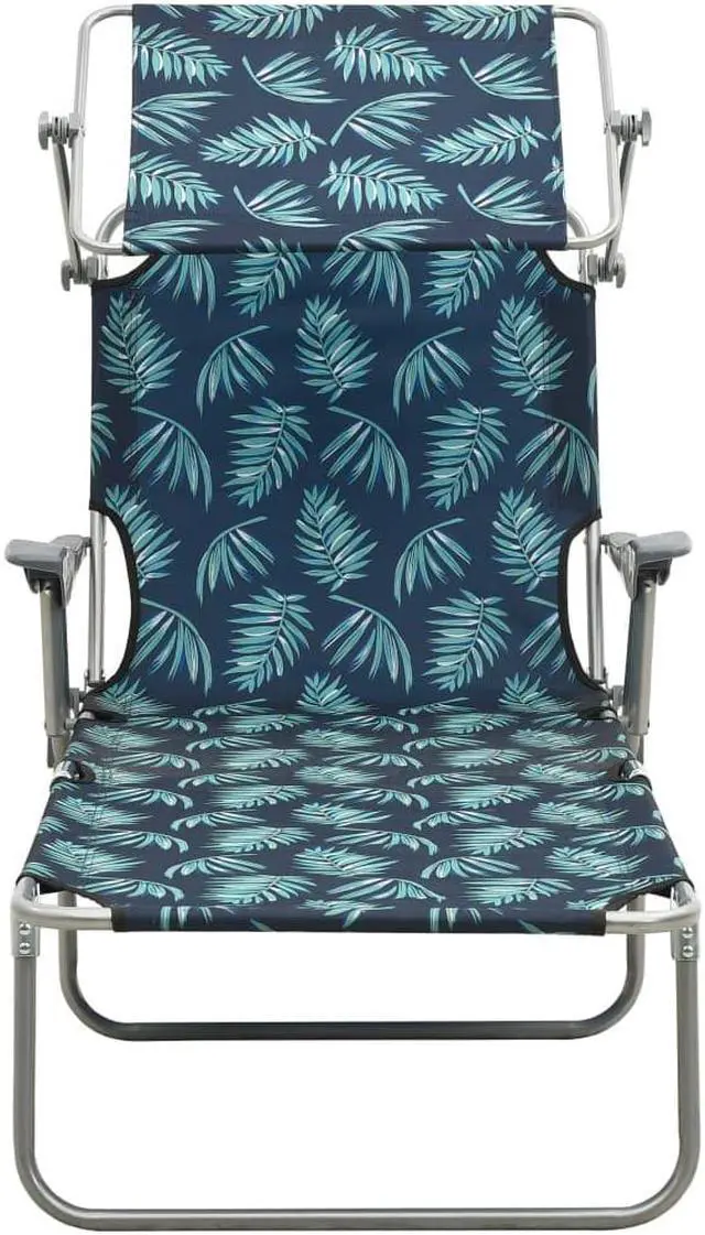Main image of vidaXL Sun Lounger with Canopy Steel Leaf Print