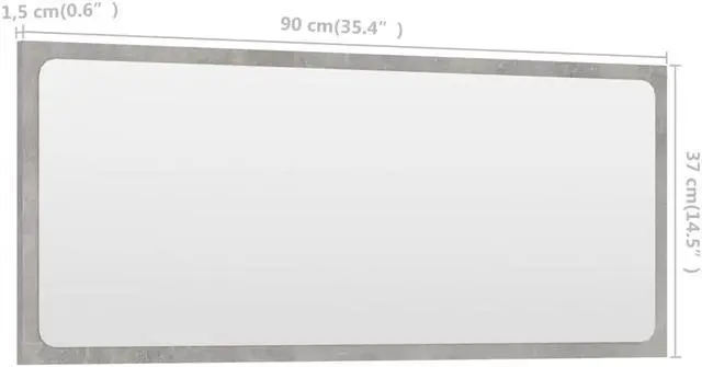 Alt view image 5 of 11 - vidaXL Mirror Wall Mounted Rectangular Bath Mirror Concrete Gray Engineered Wood