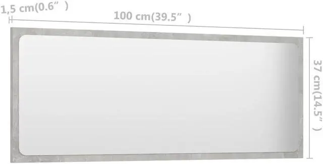 Alt view image 5 of 12 - vidaXL Mirror Wall Mounted Rectangular Bath Mirror Concrete Gray Engineered Wood