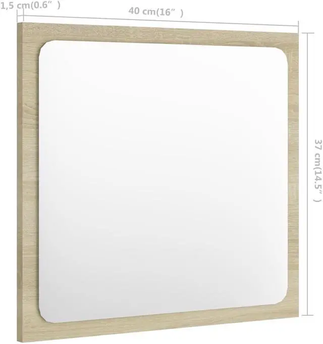 Alt view image 5 of 8 - vidaXL Mirror Vanity Mirror Wall Mounted Bath Mirror Sonoma Oak Engineered Wood
