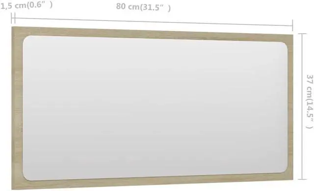 Alt view image 5 of 11 - vidaXL Mirror Vanity Mirror Wall Mounted Bath Mirror Sonoma Oak Engineered Wood