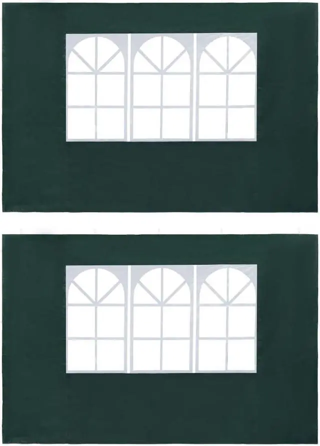Main image of vidaXL Party Tent Sidewall 2 Pcs Patio Canopy Sidewall with Windows PE Green