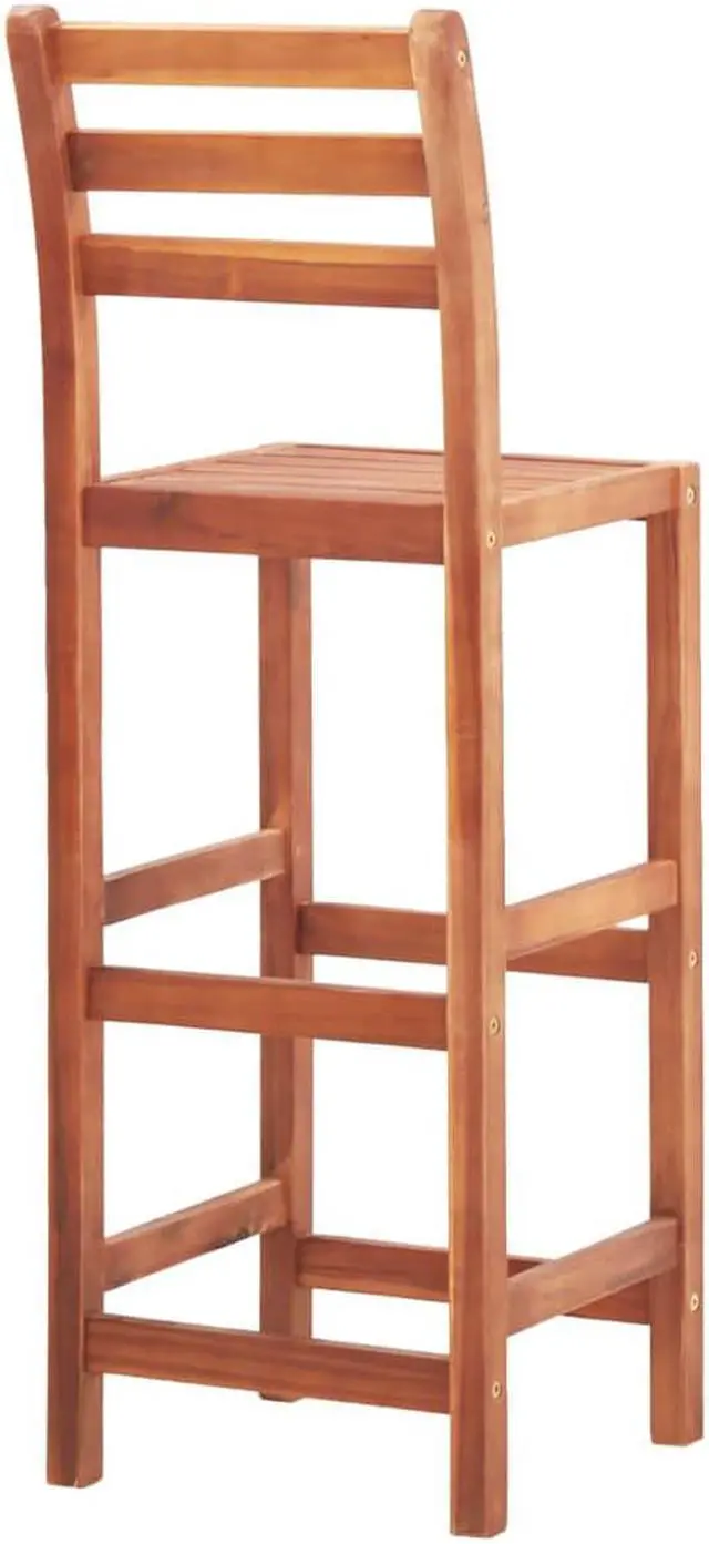 Alt view image 5 of 13 - vidaXL Bar Stools Bar Seats Counter Height Island Stools 2 Pcs Solid Acacia Wood