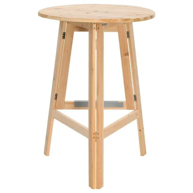 Alt view image 14 of 14 - vidaXL Solid Fir Wood Foldable Bar Table Bistro Stand Pub Breakfast Table