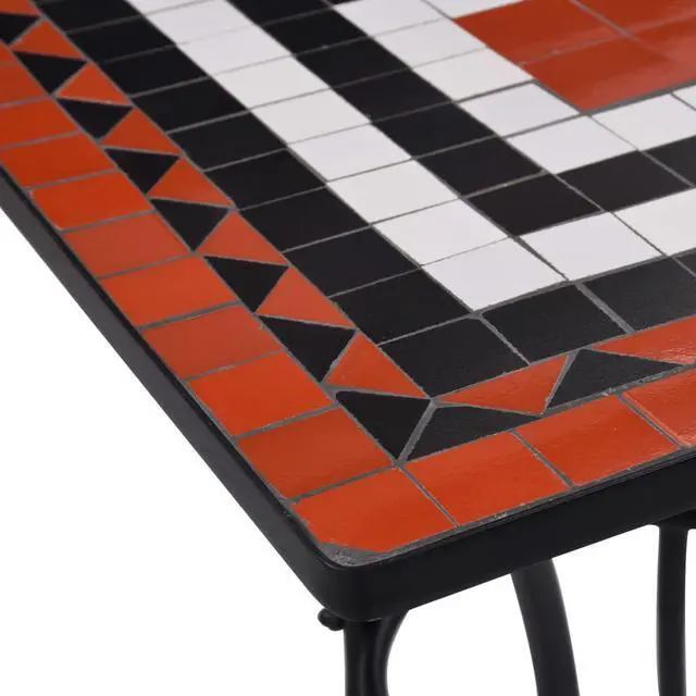 Alt view image 4 of 14 - vidaXL Mosaic Table Outdoor Side Table Garden Table Ceramic Terracotta and White
