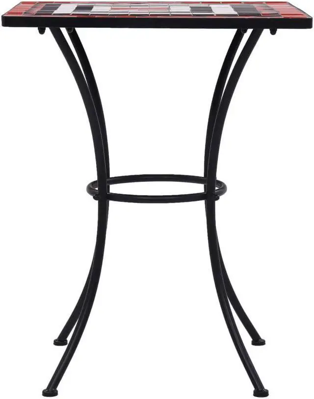 Alt view image 3 of 14 - vidaXL Mosaic Table Outdoor Side Table Garden Table Ceramic Terracotta and White