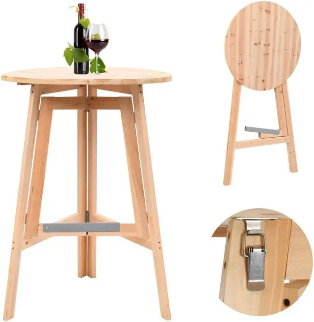 Main image of vidaXL Solid Fir Wood Foldable Bar Table Bistro Stand Pub Breakfast Table