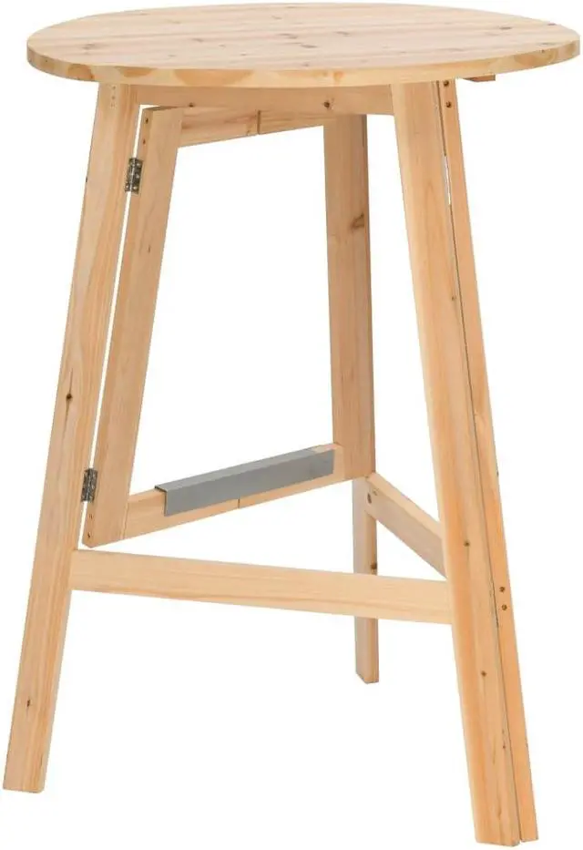 Alt view image 2 of 14 - vidaXL Solid Fir Wood Foldable Bar Table Bistro Stand Pub Breakfast Table