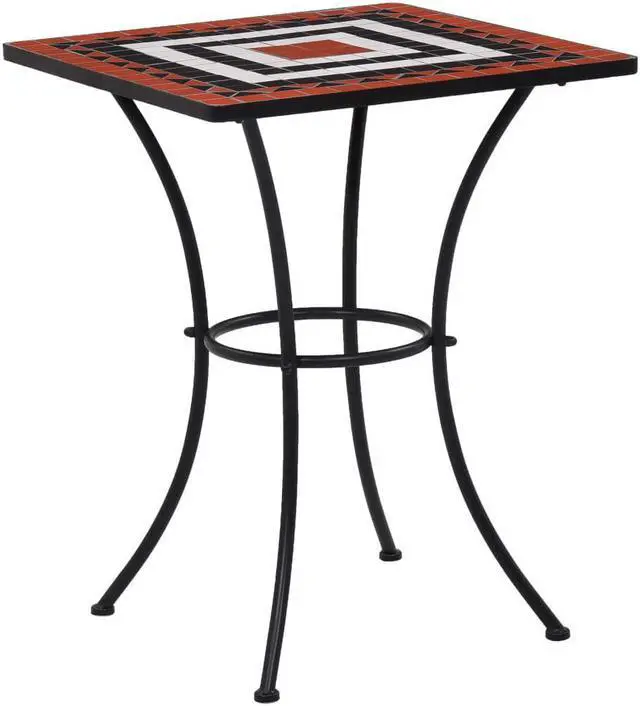 Main image of vidaXL Mosaic Table Outdoor Side Table Garden Table Ceramic Terracotta and White