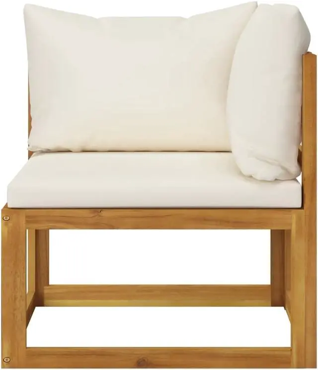 Alt view image 4 of 7 - vidaXL Patio Lounge Set 5 Piece Sofa with Cushion Cream Solid Acacia Wood