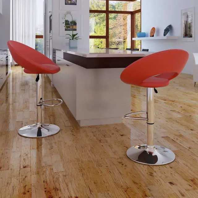 Alt view image 7 of 18 - vidaXL Bar Stools 2 pcs Red Faux Leather