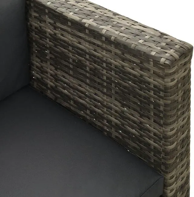 Alt view image 6 of 7 - vidaXL Patio Furniture Set 4 Piece Outdoor Sofa with Coffee Table Rattan Gray