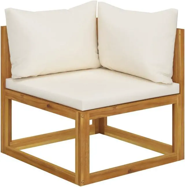 Alt view image 3 of 7 - vidaXL Patio Lounge Set 5 Piece Sofa with Cushion Cream Solid Acacia Wood
