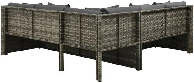 Alt view image 5 of 7 - vidaXL Patio Furniture Set 4 Piece Outdoor Sofa with Coffee Table Rattan Gray