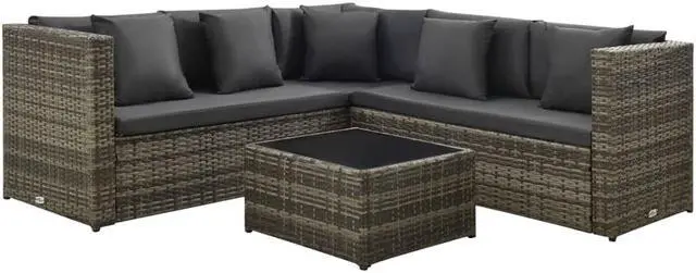 Main image of vidaXL Patio Furniture Set 4 Piece Outdoor Sofa with Coffee Table Rattan Gray