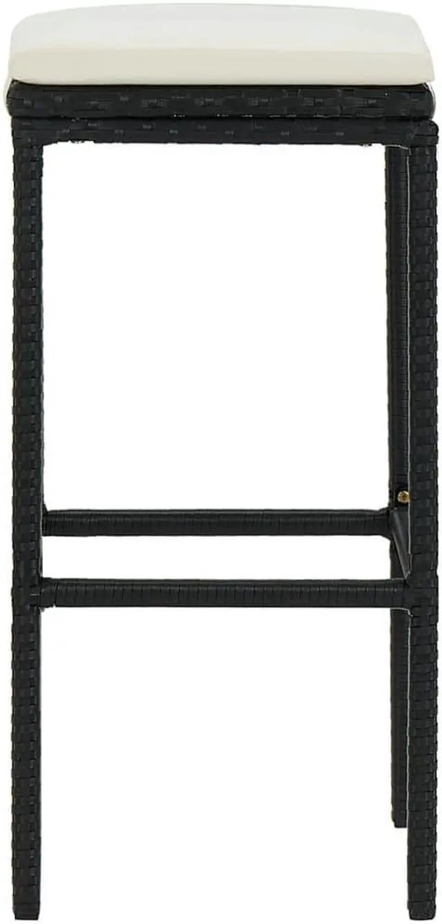 Alt view image 4 of 14 - vidaXL Bar Stools Counter Height Stool with Cushion 2 Pcs Gray Poly Rattan