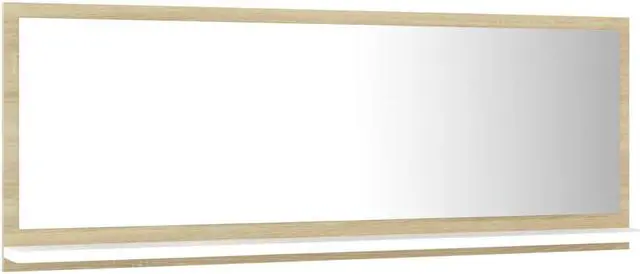 Alt view image 5 of 13 - vidaXL Mirror Wall Mounted Bath Mirror White and Sonoma Oak Engineered Wood