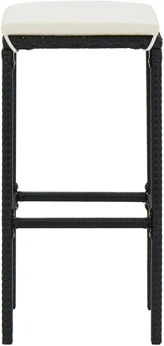 Alt view image 5 of 14 - vidaXL Bar Stools Counter Height Stool with Cushion 2 Pcs Gray Poly Rattan