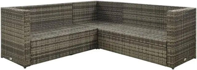 Alt view image 4 of 7 - vidaXL Patio Furniture Set 4 Piece Outdoor Sofa with Coffee Table Rattan Gray