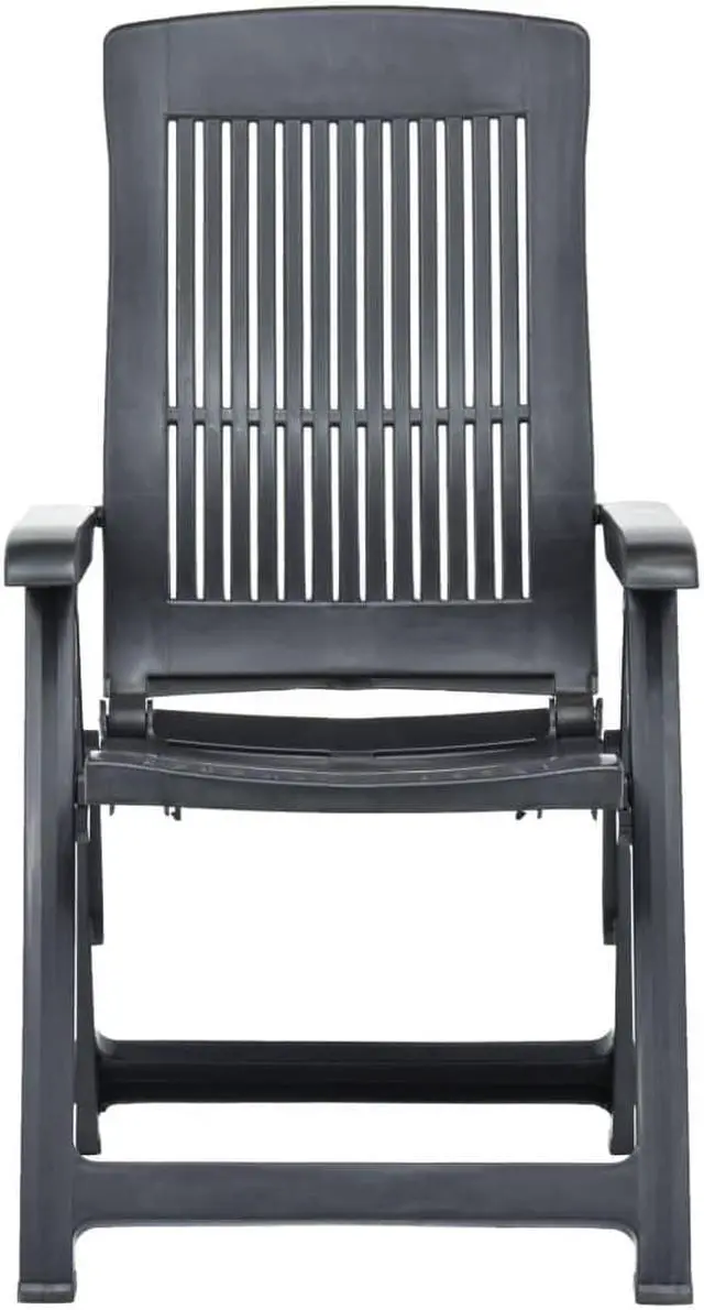 Alt view image 9 of 17 - vidaXL Garden Reclining Chairs 2 pcs Plastic Anthracite