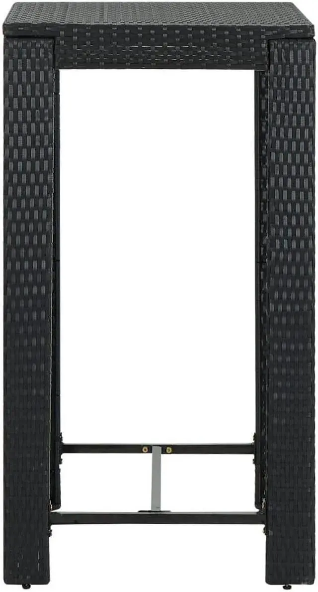 Alt view image 6 of 11 - vidaXL Bar Table Outdoor Pub Table Bistro Counter Height Table PE Rattan Black